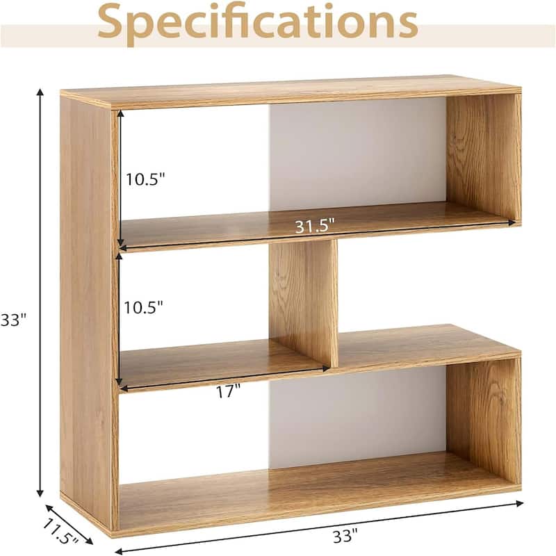 3 Tier Modern Bookshelf 6 Cube Wide Bookshelves Free Combination
