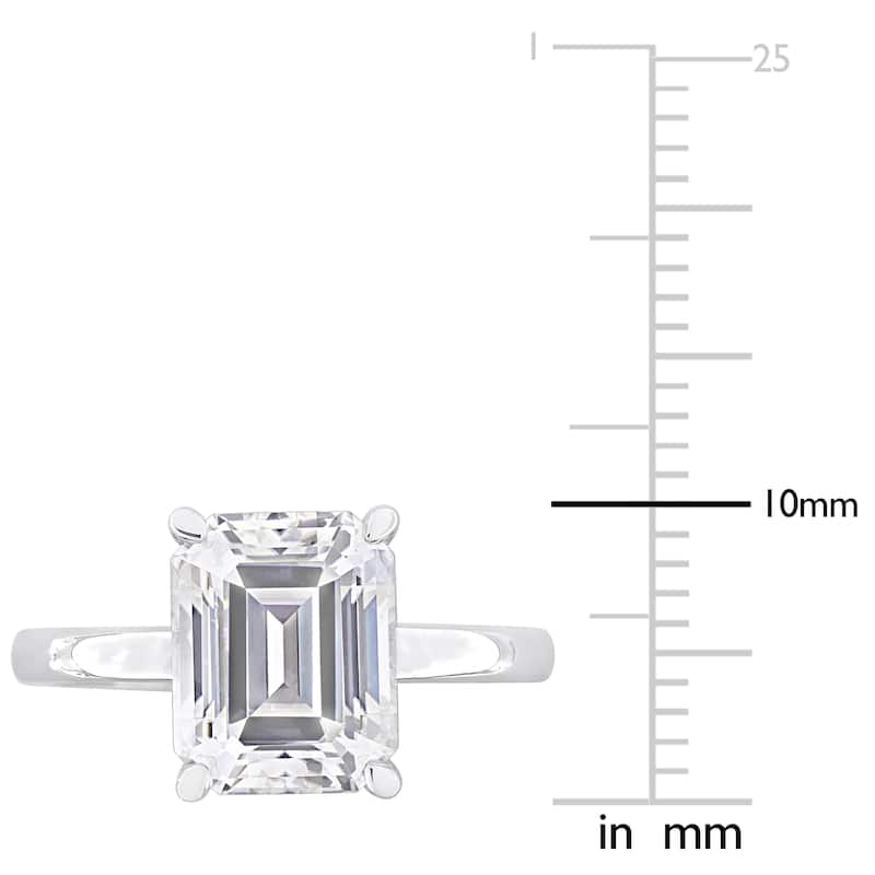 Miadora 3 1/2ct DEW Octagon-cut Created White Moissanite Solitaire Ring in Sterling Silver