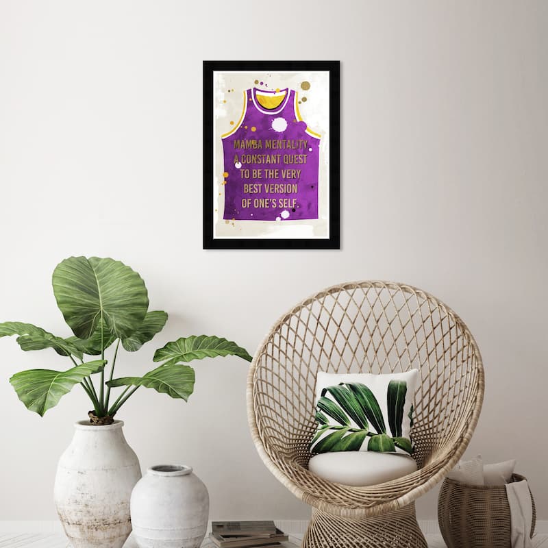 Wynwood Studio Prints Fashion and Glam Mamba Mentality Jersey Purple and Metallic Gold Glam Wall Art Canvas Print - Black