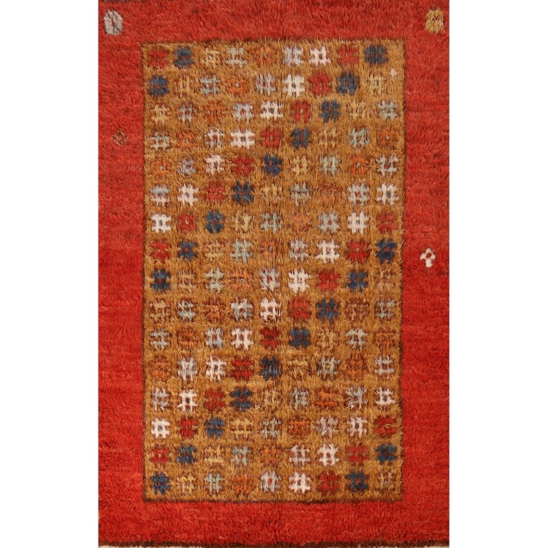 Geometric Moroccan Shaggy Oriental Rug Handmade Wool Carpet - 5'11" x 8'8"
