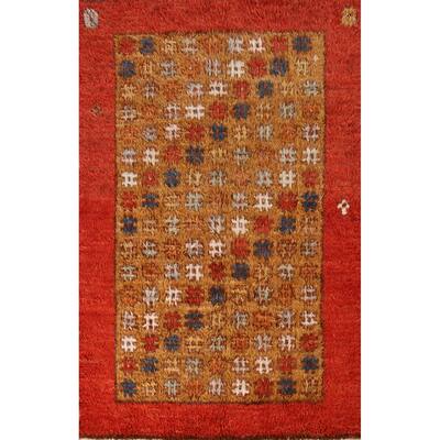 Geometric Moroccan Shaggy Oriental Rug Handmade Wool Carpet - 5'11" x 8'8"