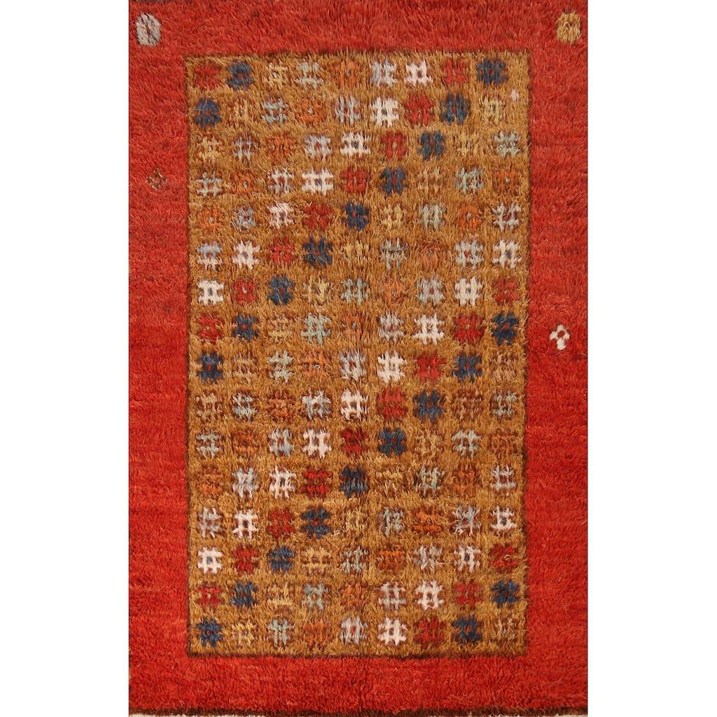 Geometric Moroccan Shaggy Oriental Rug Handmade Wool Carpet - 5'11" x 8'8"