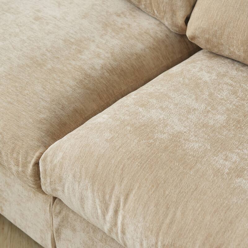 Minimalist U-shaped Upholstered Cloud Sofa 100.5" 3-Seater Chenille Modular Sectional Couch with 2 Ottomans for Living Room