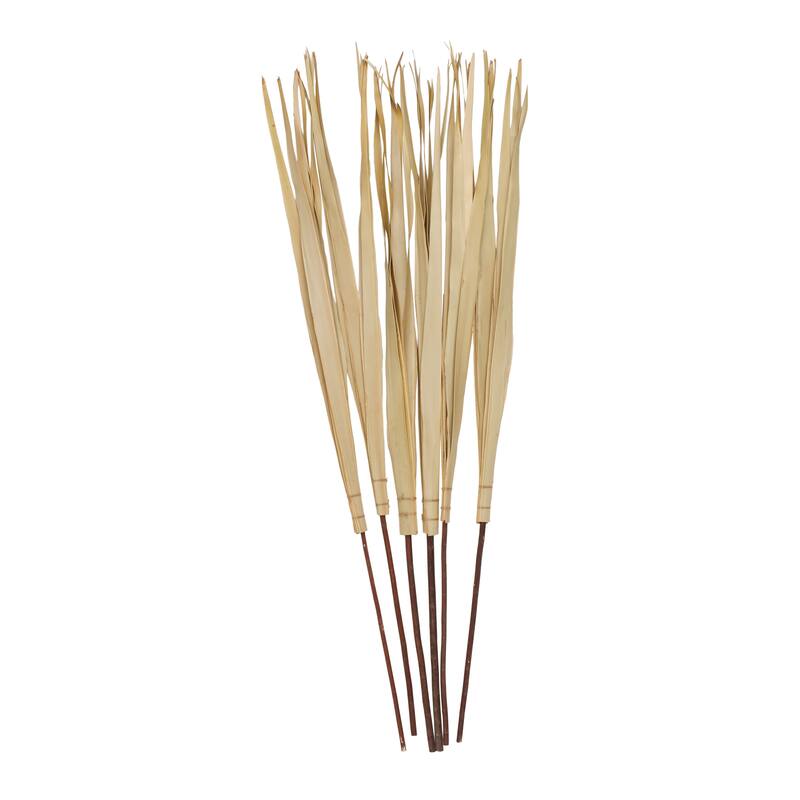 Palm Leaf Tall Home Decor Natural Foliage with Grass and Dark Brown Stems - Light Brown - Roche River Decor
