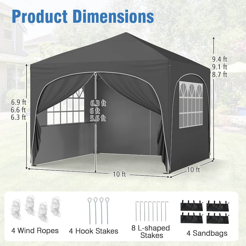 Costway 10 X 10 FT Pop up Canopy Tent Outdoor Easy Setup Sunshade with - See Details