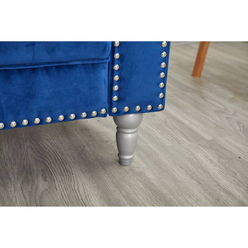 Velvet Rolled Arm Chesterfield Loveseat