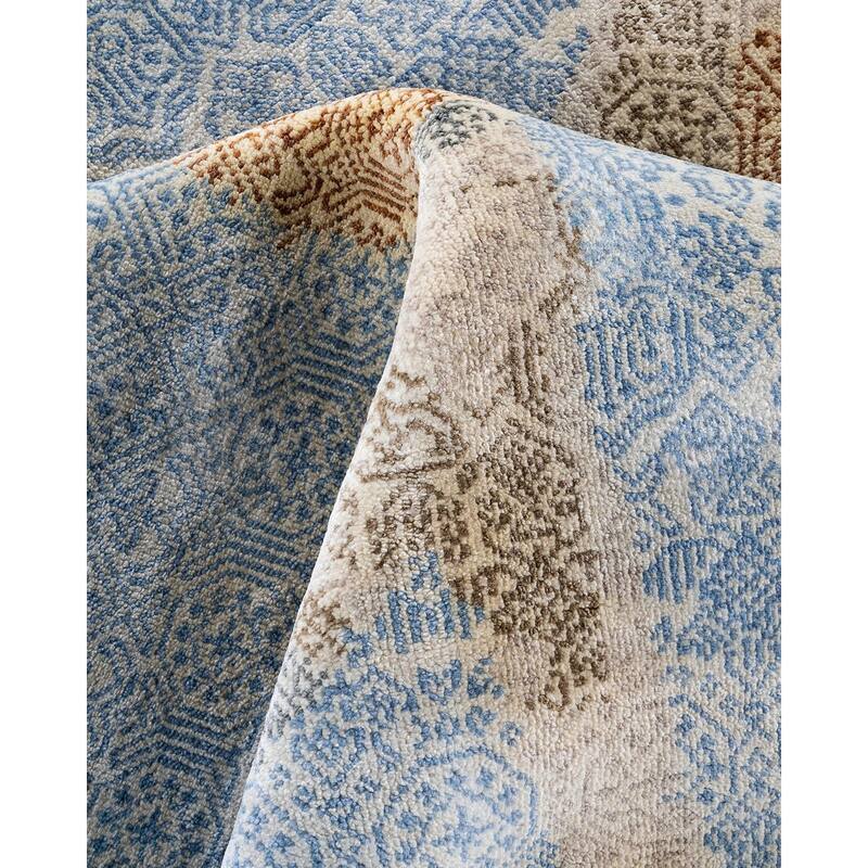 Ikat One-of-a-Kind Hand-Knotted Area Rug, Blue - 8' 1" x 10' 3"