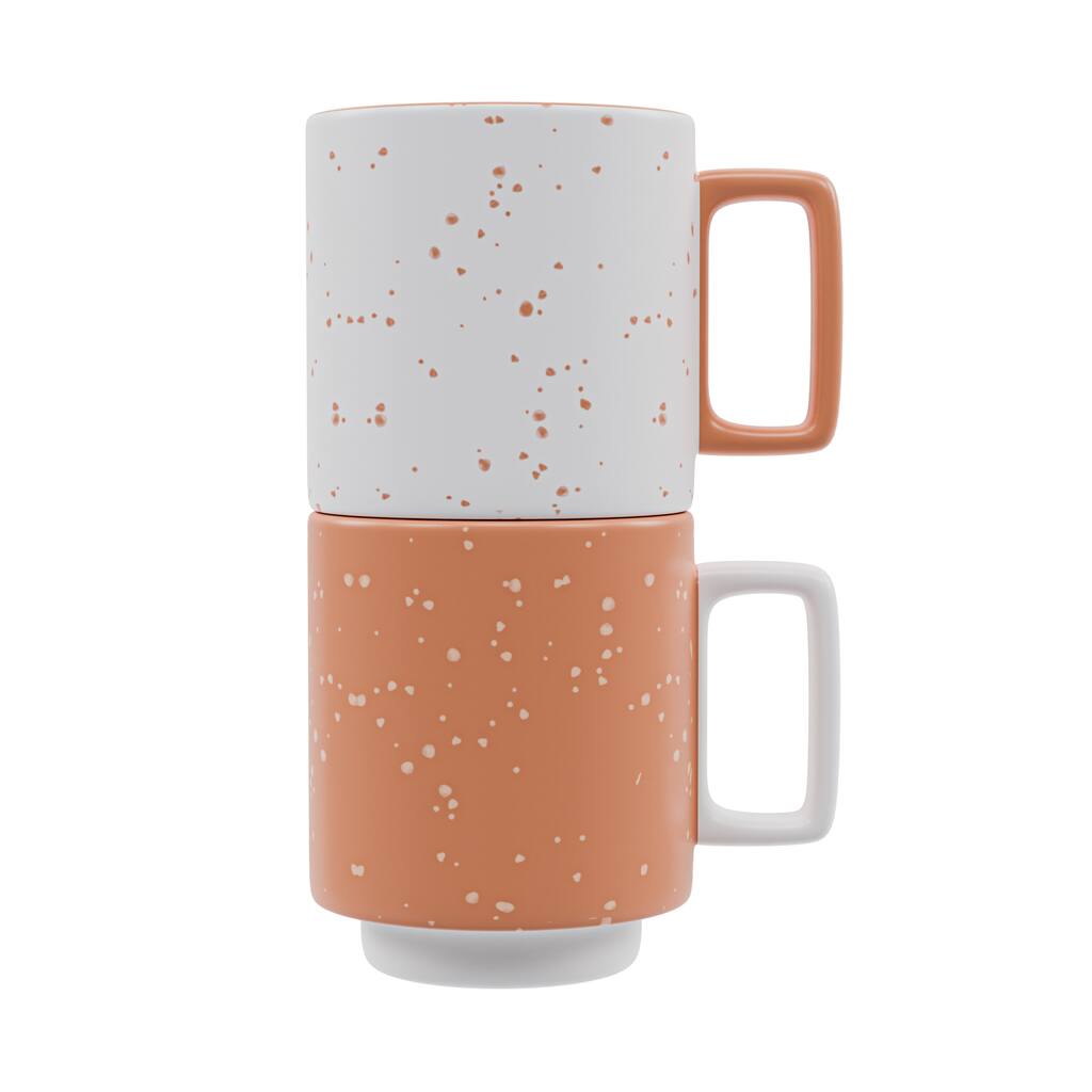 American Atelier Set of 2 Speckled Stackable Mugs - 14 oz - Overstock -  39096985