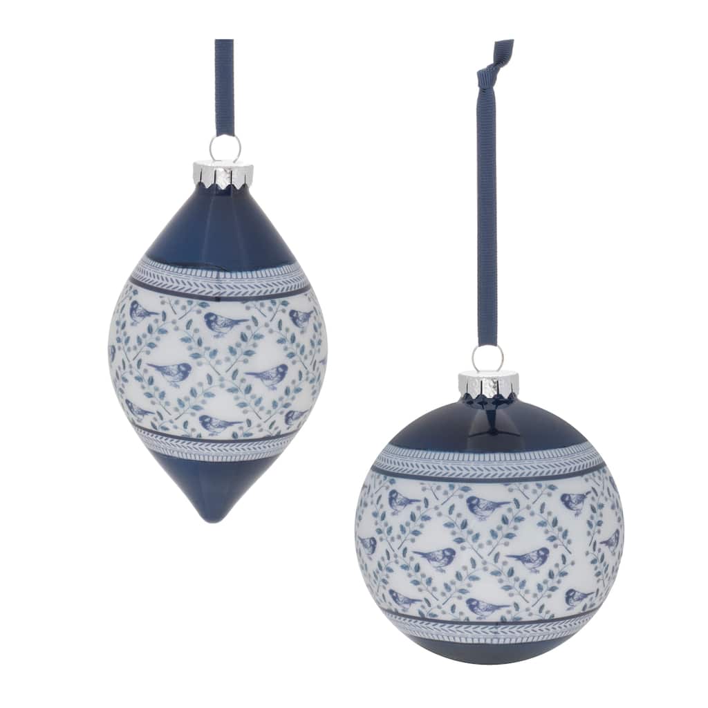 Ornate Bird Print Ornament (Set of 6) - N/A