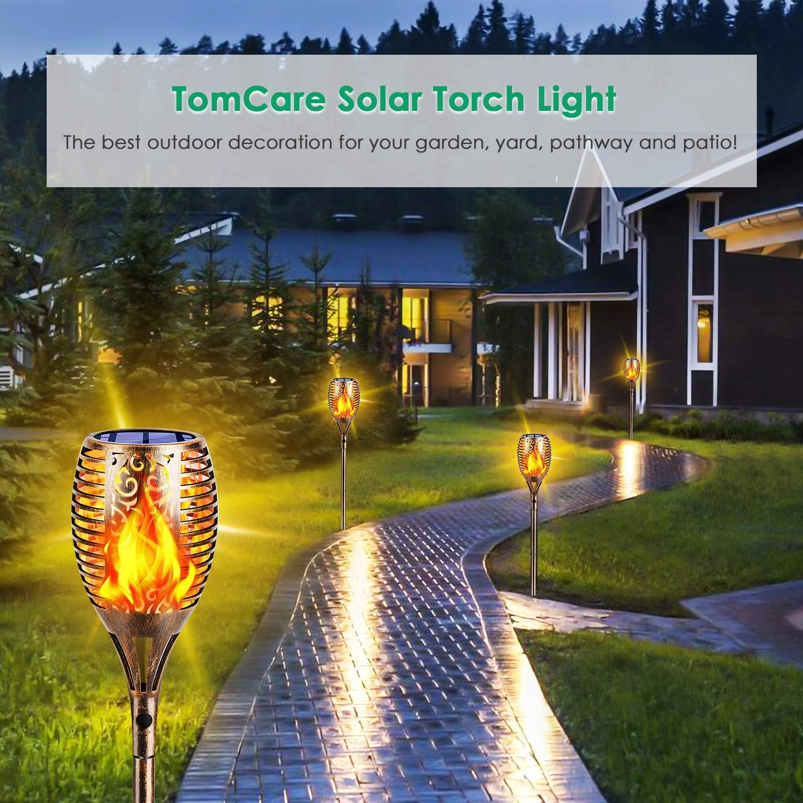 4 Pack 43" Solar Outdoor Lights 96 LED Higher & Larger Flickering Flame Solar Torch Lights Waterproof Outdoor Lighting Solar Powered Pathway Lights Xmas Decorations For Garden Patio Yard - View #10