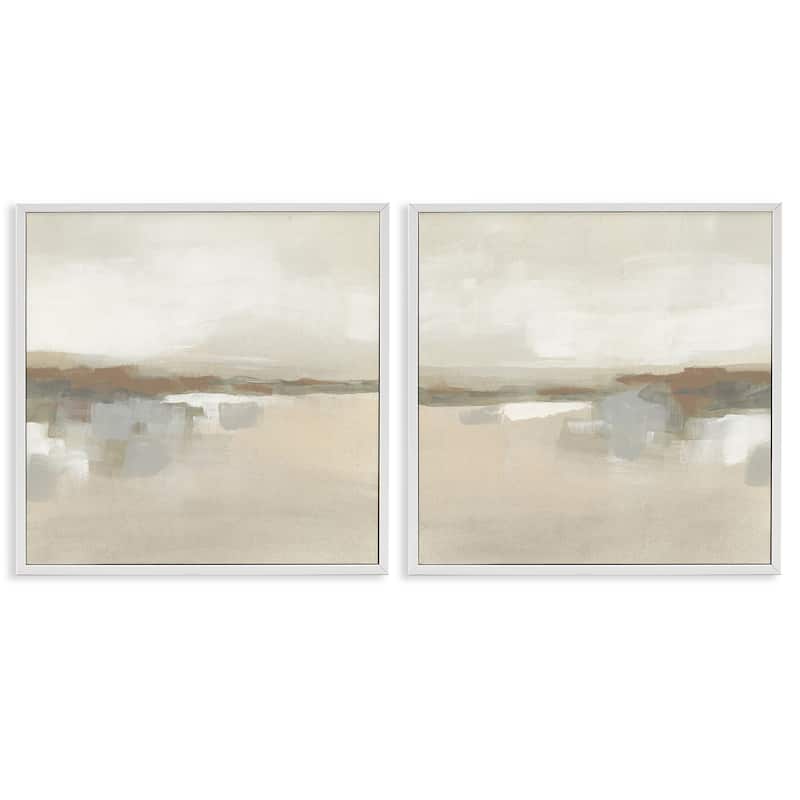 Stupell Earthy Landscape Impressions Framed Giclee Art Design By June Erica Vess (Set of 2) - 24 x 24 - White