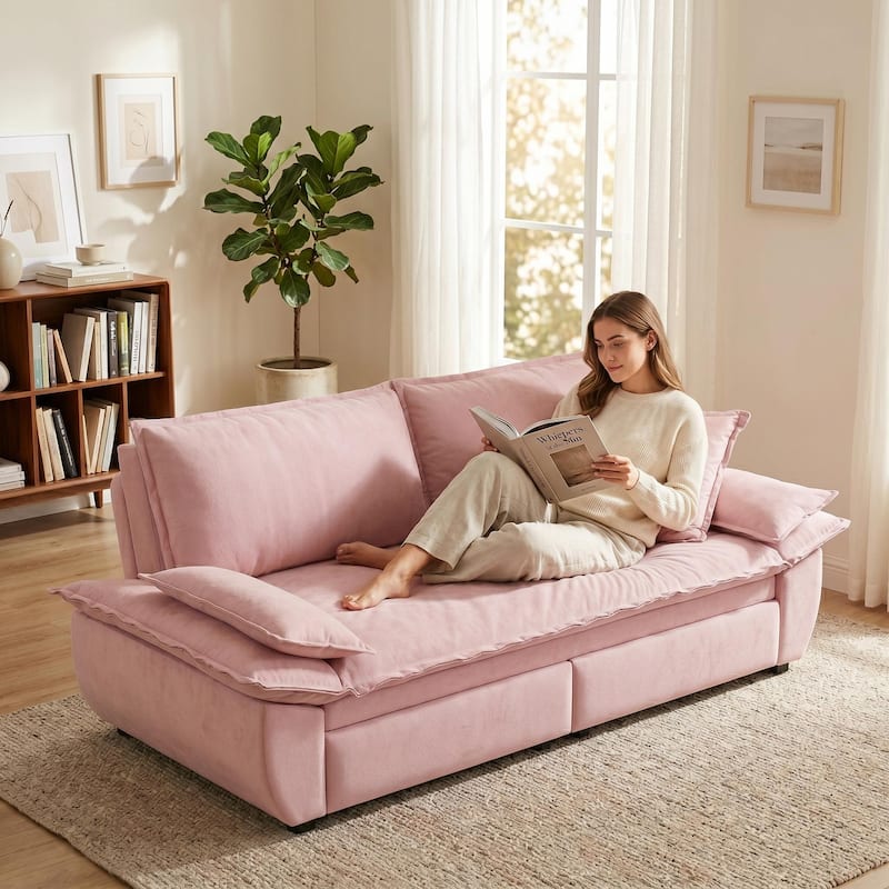 Homy Casa 73.2''/94.5" Queen/King Pull Out Sofa Bed, 3-in-1 Corduroy/Velvet Sleeper Couch