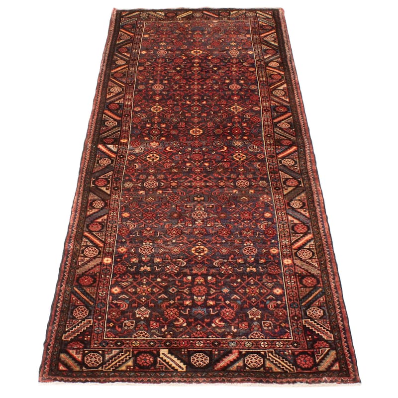 ECARPETGALLERY Hand-knotted Andelz Dark Navy Wool Rug - 3' 9" x 10' 5"