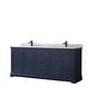 preview thumbnail 5 of 19, Avery 80-inch Double Vanity, Marble Top, Square Sinks, No Mirror Dark Blue, Black Trim, White Carrara Marble Top