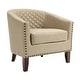 preview thumbnail 46 of 90, Axia Barrel PU Leather Accent Chair with Nailhead Trim