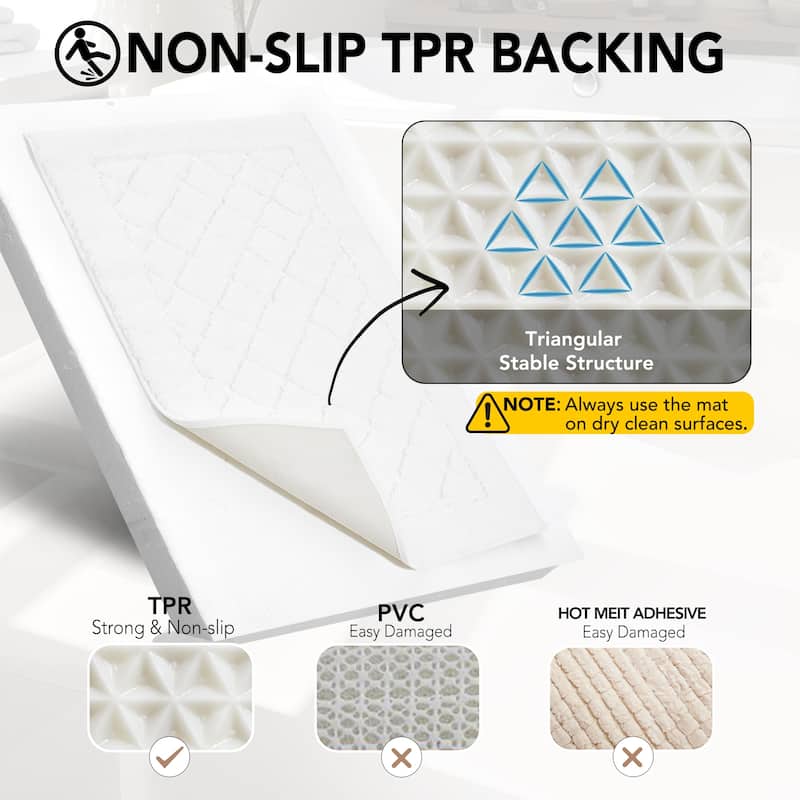 Deconovo Diamond Tufted Bathroom Rug Set, Non-Slip TPR Backing