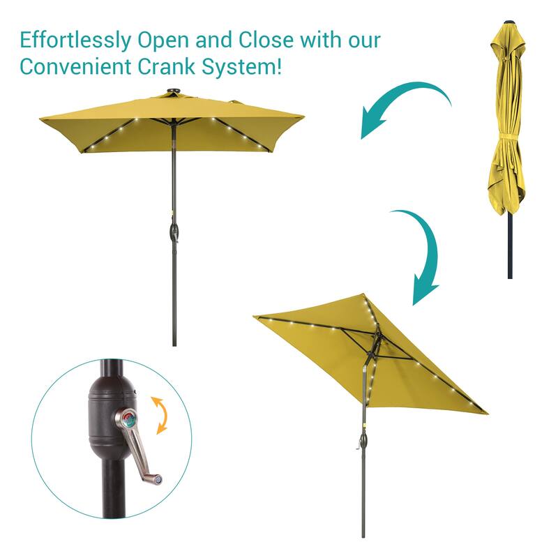 BONOSUKI 6.5x6.5Ft LED Patio Market Umbrella Weather-Resistant Frame