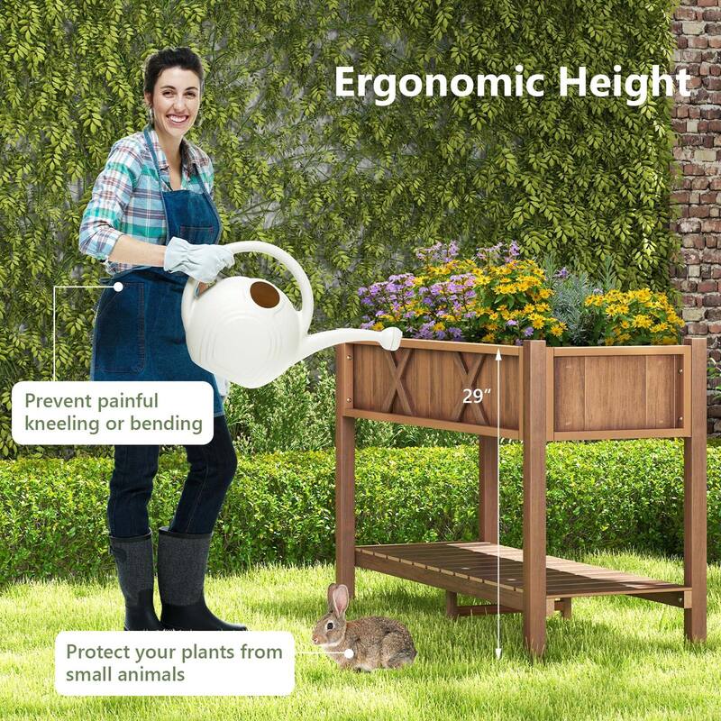 Costway HIPS Raised Garden Bed Poly Wood Elevated Planter Box with - See Details