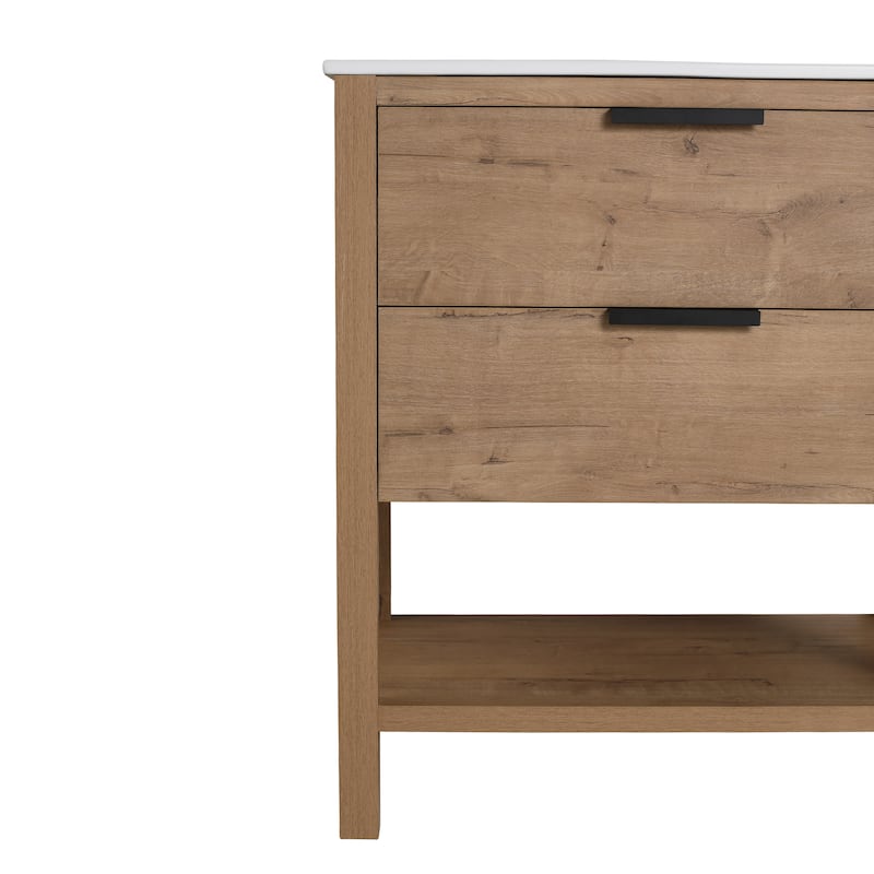 30" Bathroom Vanity with 2 Drawers, Freestanding Design, Eco-Friendly Plywood, Soft Closing Drawers, No Basin - 30in L Plywood