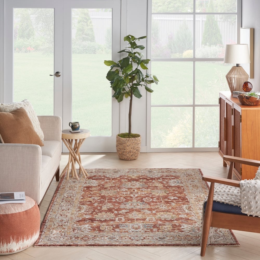 Nourison Petra Traditional Persian Medallion Border Area Rug