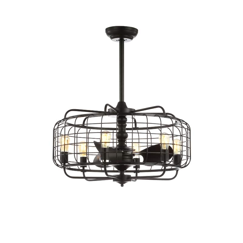 SAFAVIEH Lighting Verda 30-inch Ceiling Light Fandelier (with Remote) - 30" W x 30" L x 34.5" H - Black - 30Wx30Dx35H
