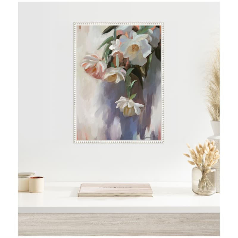 Kate and Laurel Sylvie Dangle Thumb Pastel Flower Bouquet Framed Canvas by Mary Sparrow