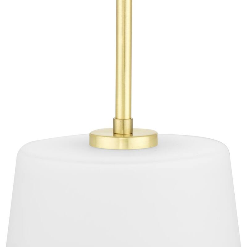 Clarion Collection One-Light Satin Brass Etched White Transitional Pendant - 10.5 in x 10.5 in x 15.87 in