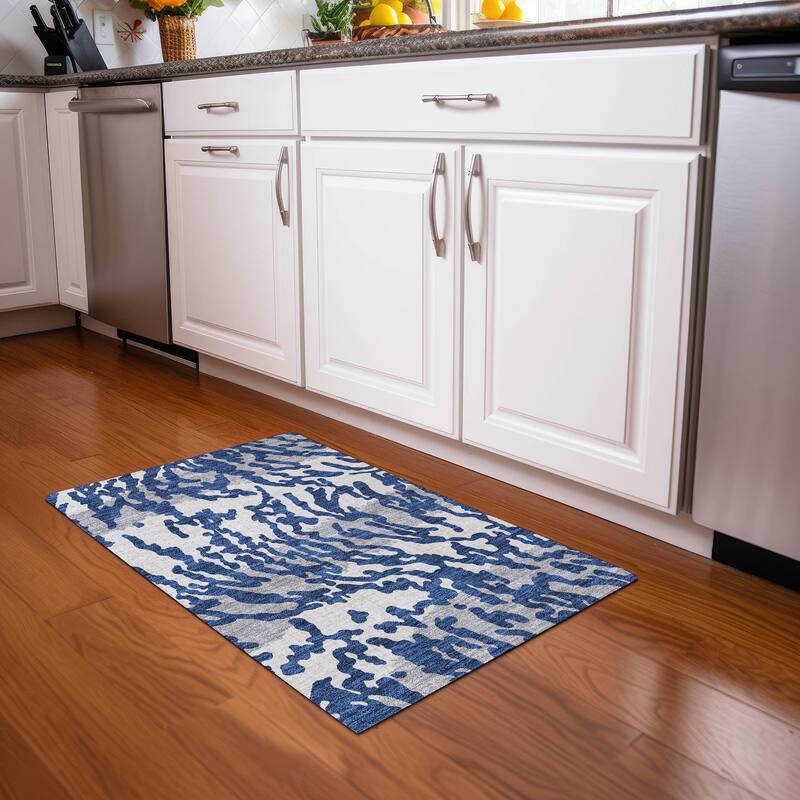 Premium Washable Super Soft Modern Tiger Mayfield Rug - Navy - 1'8" x 2'6"