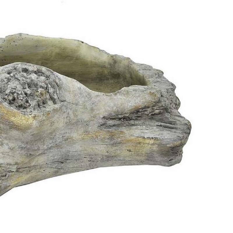 Paul Accent Planter with Driftwood Like Design Gray Terracotta 16 Inch