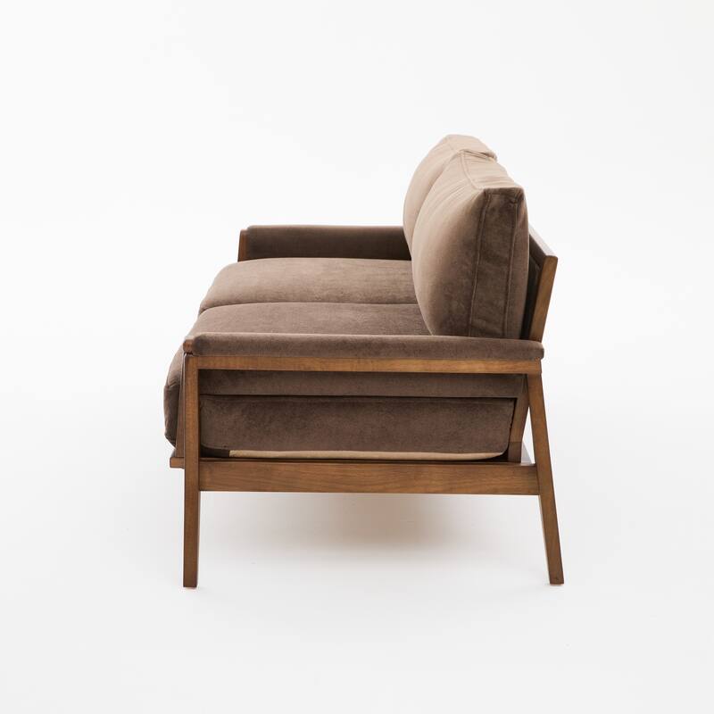 Christopher Knight Home - Mid-Century Modern 3-Seater 74" Upholstered Sofa with Solid Wood Frame