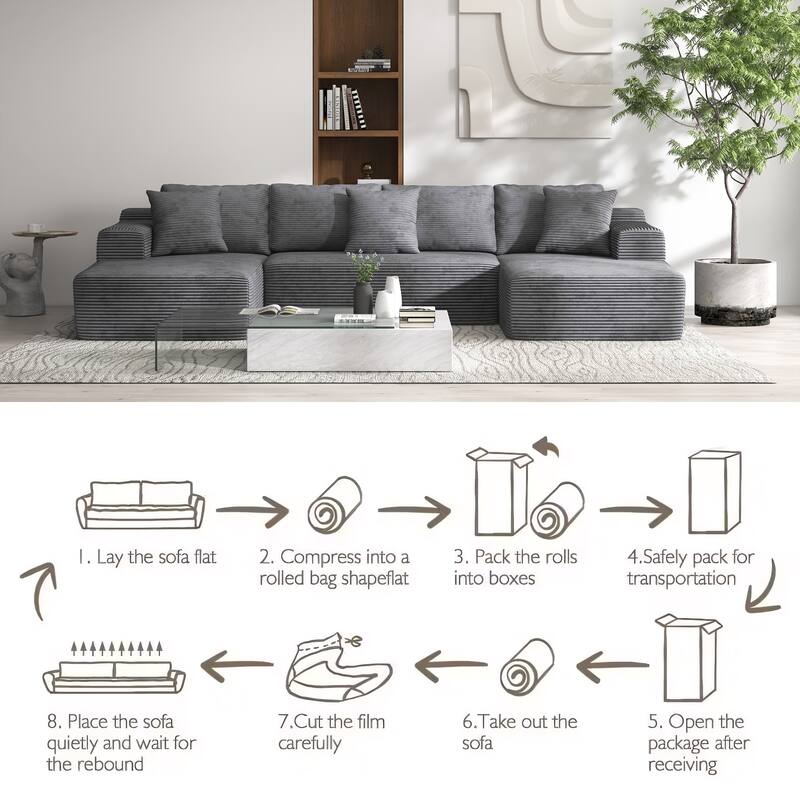 Oversized U-Shaped Sofa Modular Removable Applicable Living Room Furniture Set