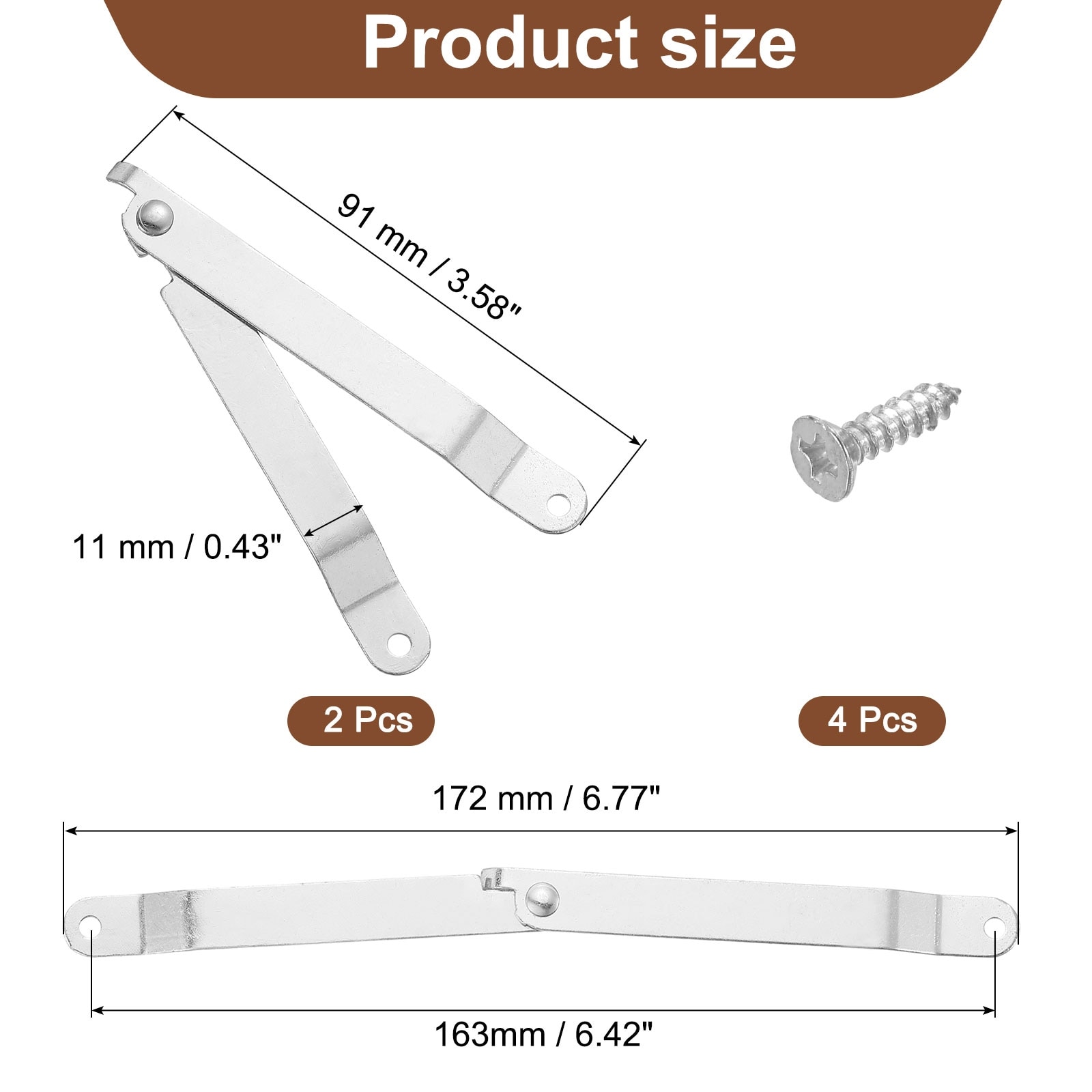 Folding Lid Support Hinges, Lift Up Lid Stay Hinge - Silver