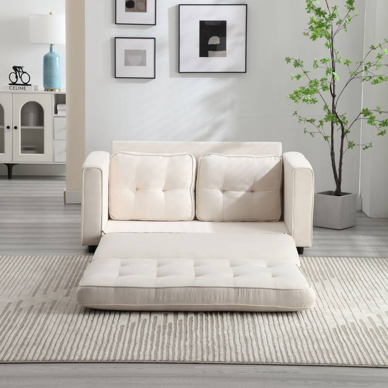 Fold Sofa, Convertible Futon Couch sleeper Sofabed, Pull Out Couch Bed for Living Room - Beige