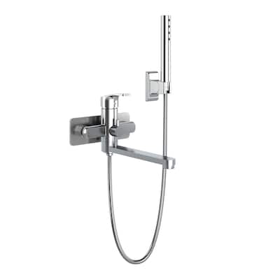Niagara Highflow Wall Mounted Tub Filler with Pivoting Arm Spout and Handshower Chrome