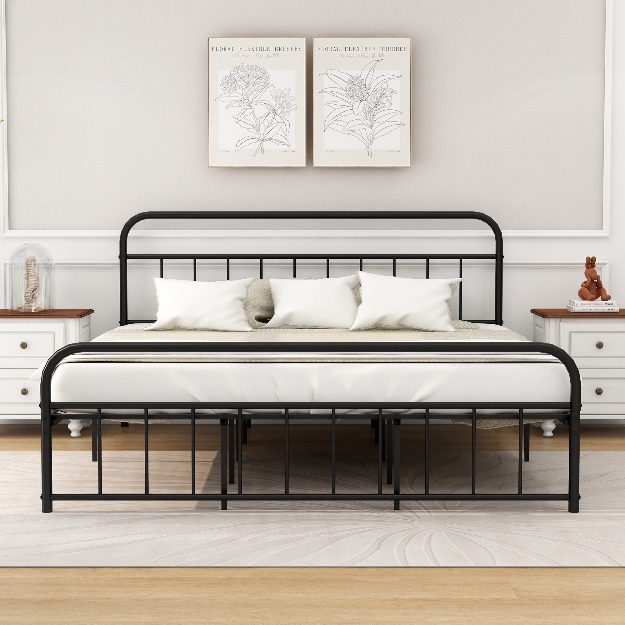 white vintage double bed frame