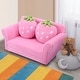 preview thumbnail 2 of 4, Kids Sofa Children Couch Armrest Chair with Strawberry Pillows