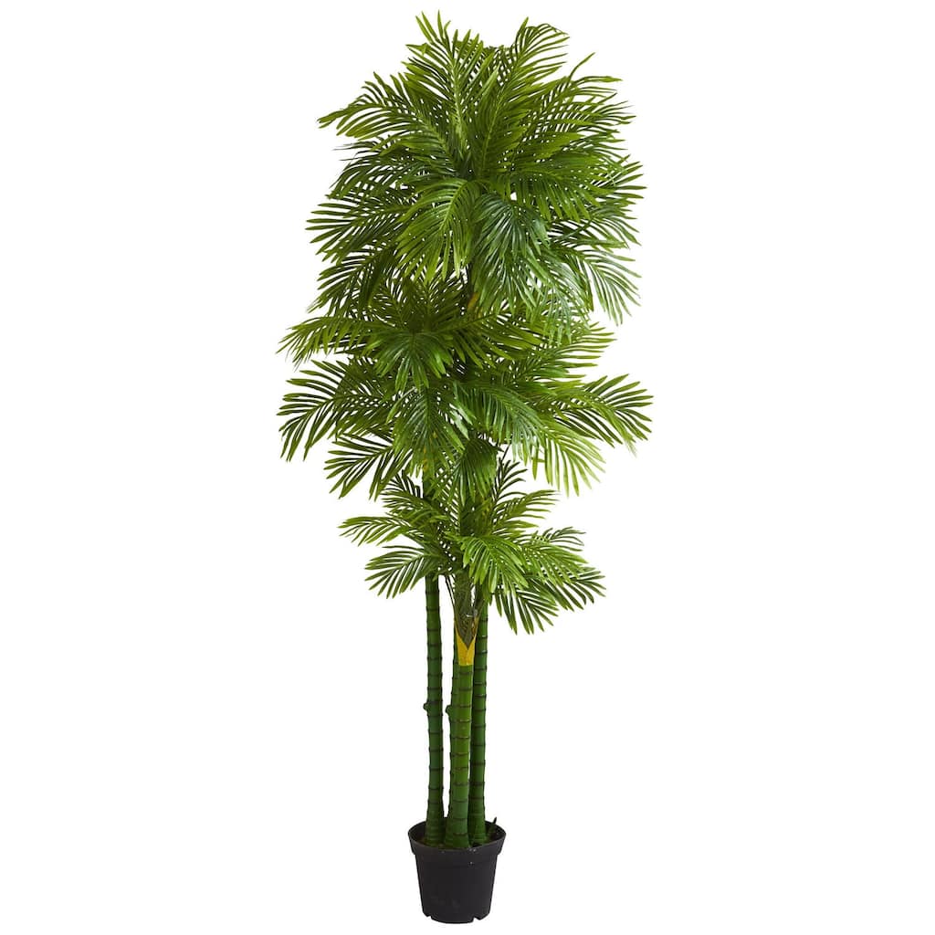 Artificial Palm Tree 7.5Ft Tall - Tropical Decor for Home, Office, Patio - Realistic Green Fronds - 7.5ft.