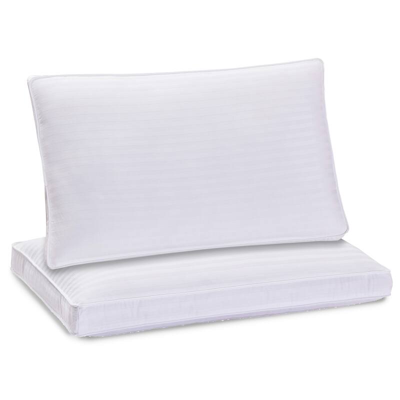 DreamLab Just Like Down Pillows for Back, Stomach or Side Sleepers, Set of 2 - White Stripe