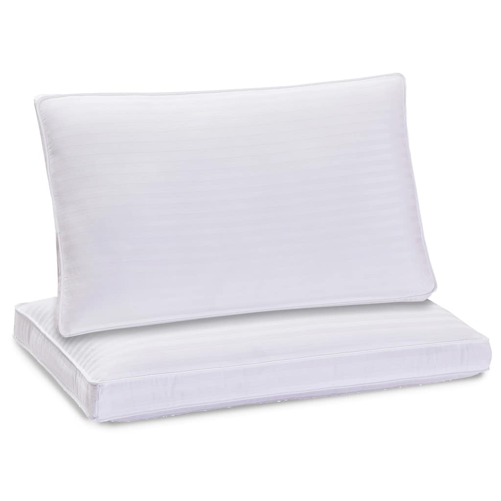 DreamLab Just Like Down Pillows for Back, Stomach or Side Sleepers, Set of 2 - White Stripe