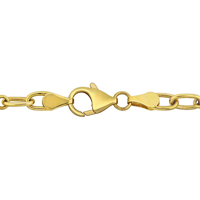 Miadora Cultured Freshwater Pearl Oval Disc Station Chain Bracelet Yellow Silver