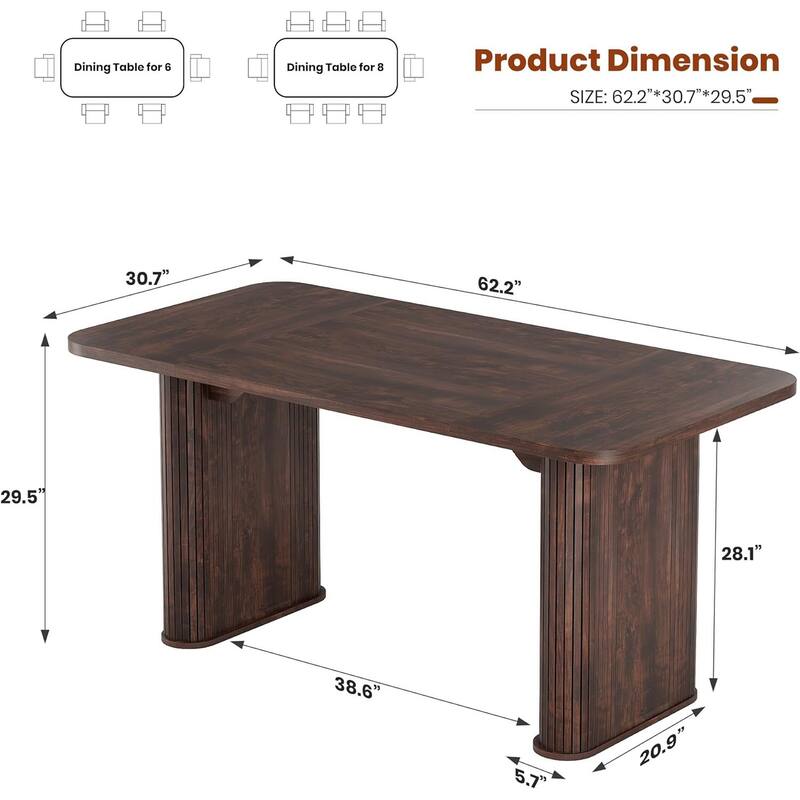 62 inch Kitchen Dining Table with Grille Design for Dining, Home, Office (Only Table)