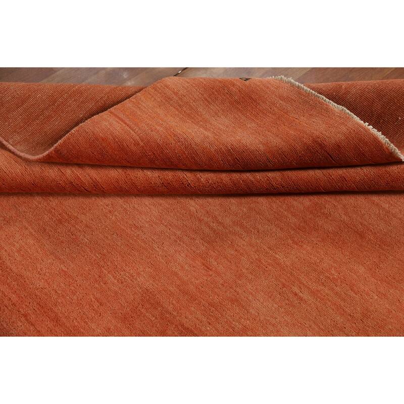 Orange Modern Gabbeh Oriental Area Rug Handmade Wool Carpet - 6'6" x 9'9"