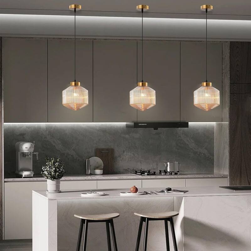 Adjustable size bar light amber hanging lamp glass pendant lights