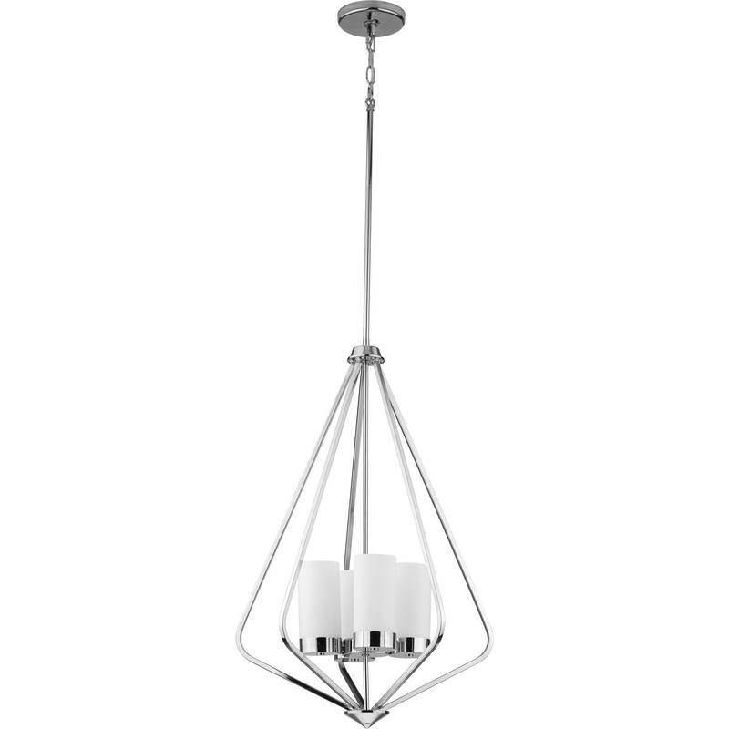 Elevate Collection 4-Light Polished Chrome Etched Glass Modern Pendant Hanging Light - 20 in x 20 in x 30 in