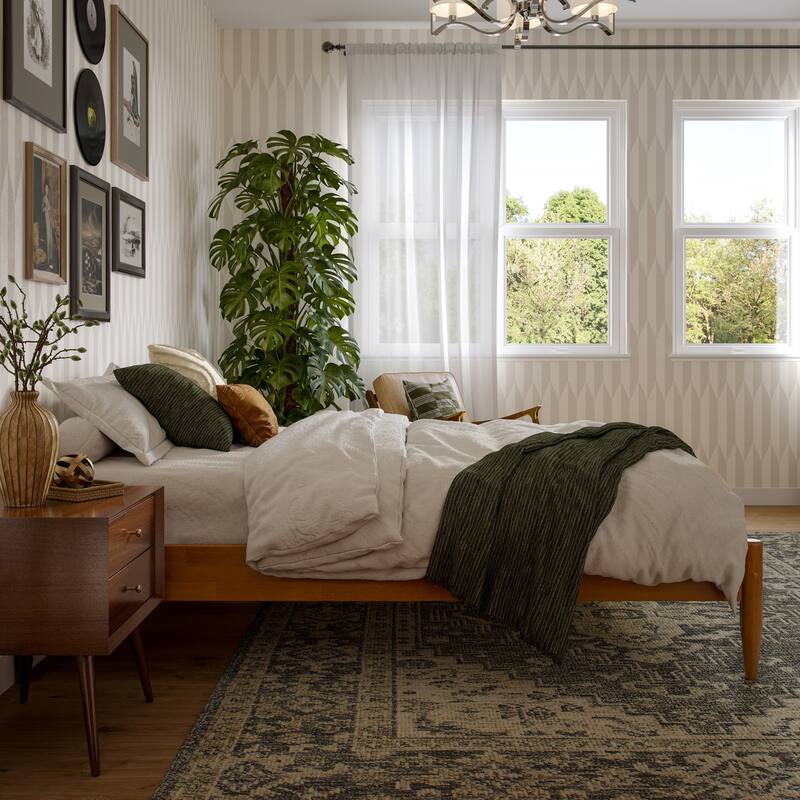 Platform Bed Frame - Full Size, Light Toffee - Solid Wood, No Box Spring Needed, Underbed Storage