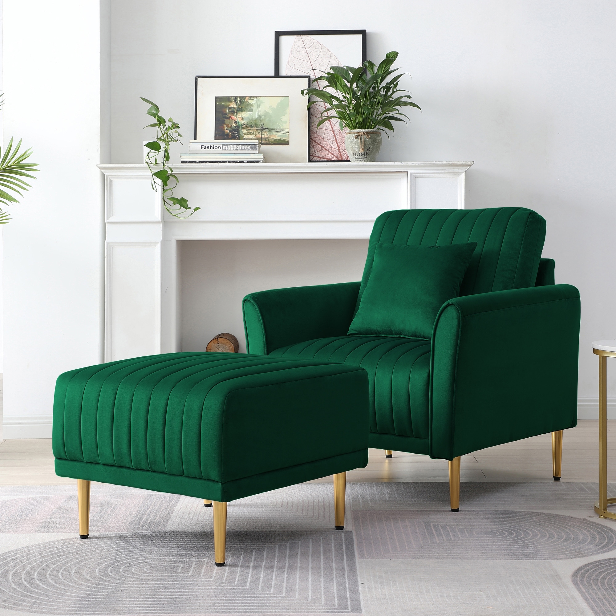 Accent Chair Roll Arm Fabric Chairs,Upholstered Single Sofa Club Chair Green