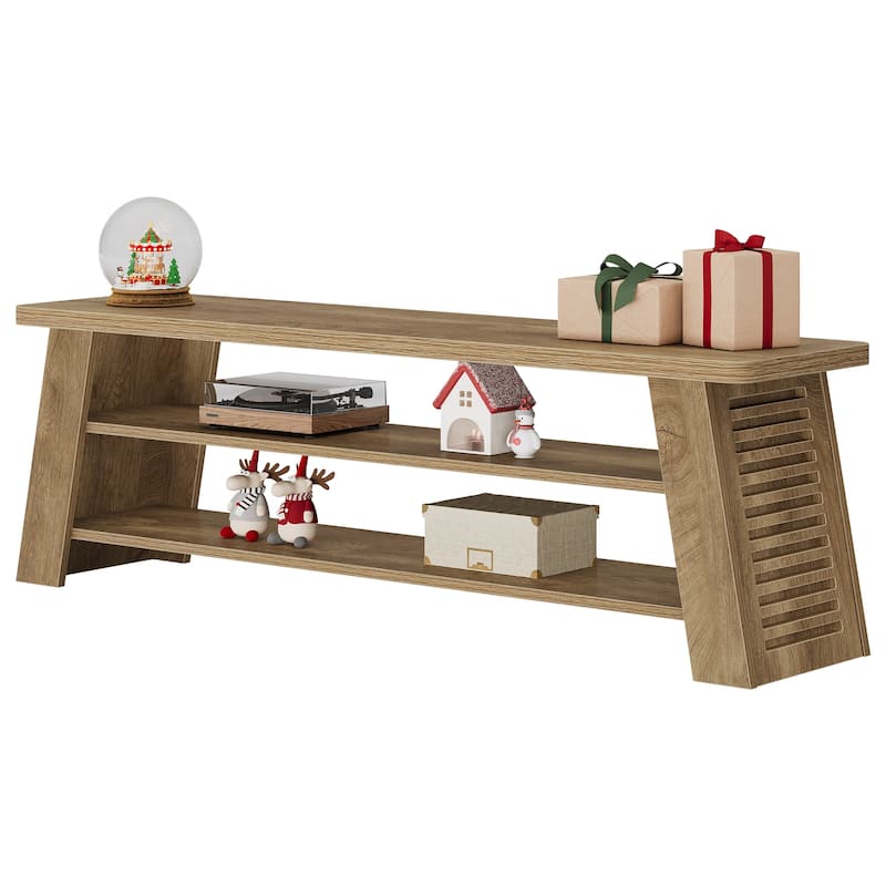 TV Entertainment Center with Open Storage Shelves, TV Stand for 60 Inches TVs, Media Console Table