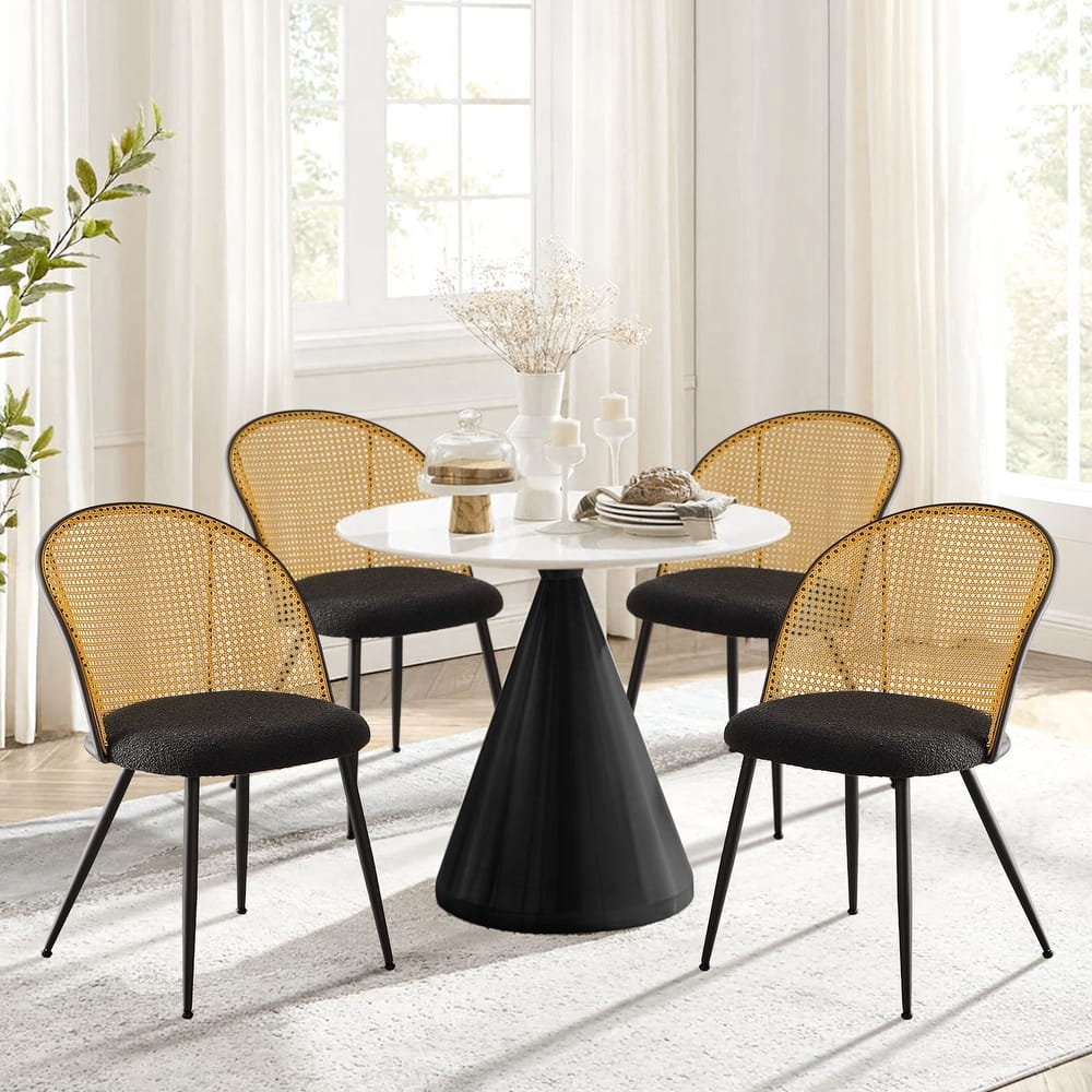 Modern Upholstered Rattan Dining Chairs Set of 2/4