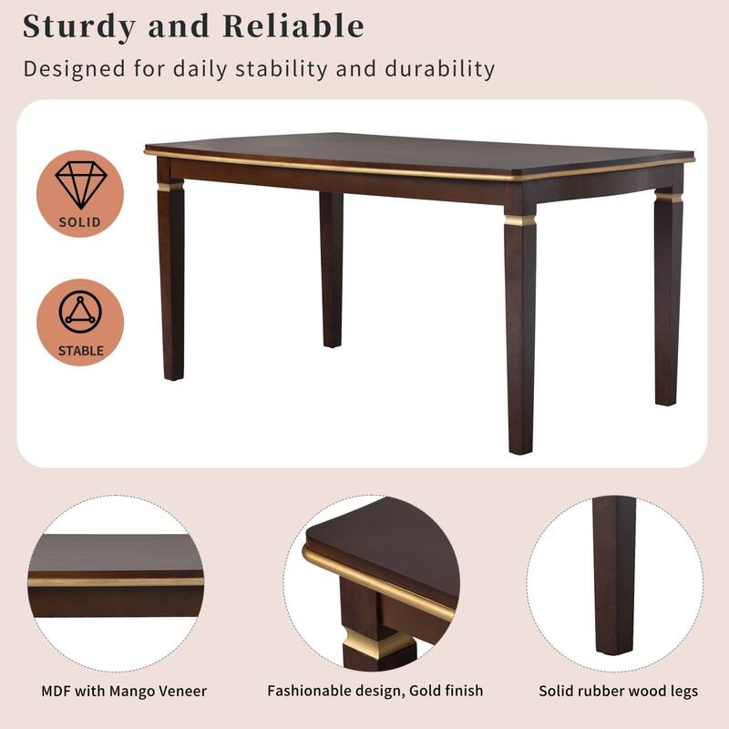 6-Piece Dining Set, 60" Rectangular Table and 4 Chairs and 1 Bench