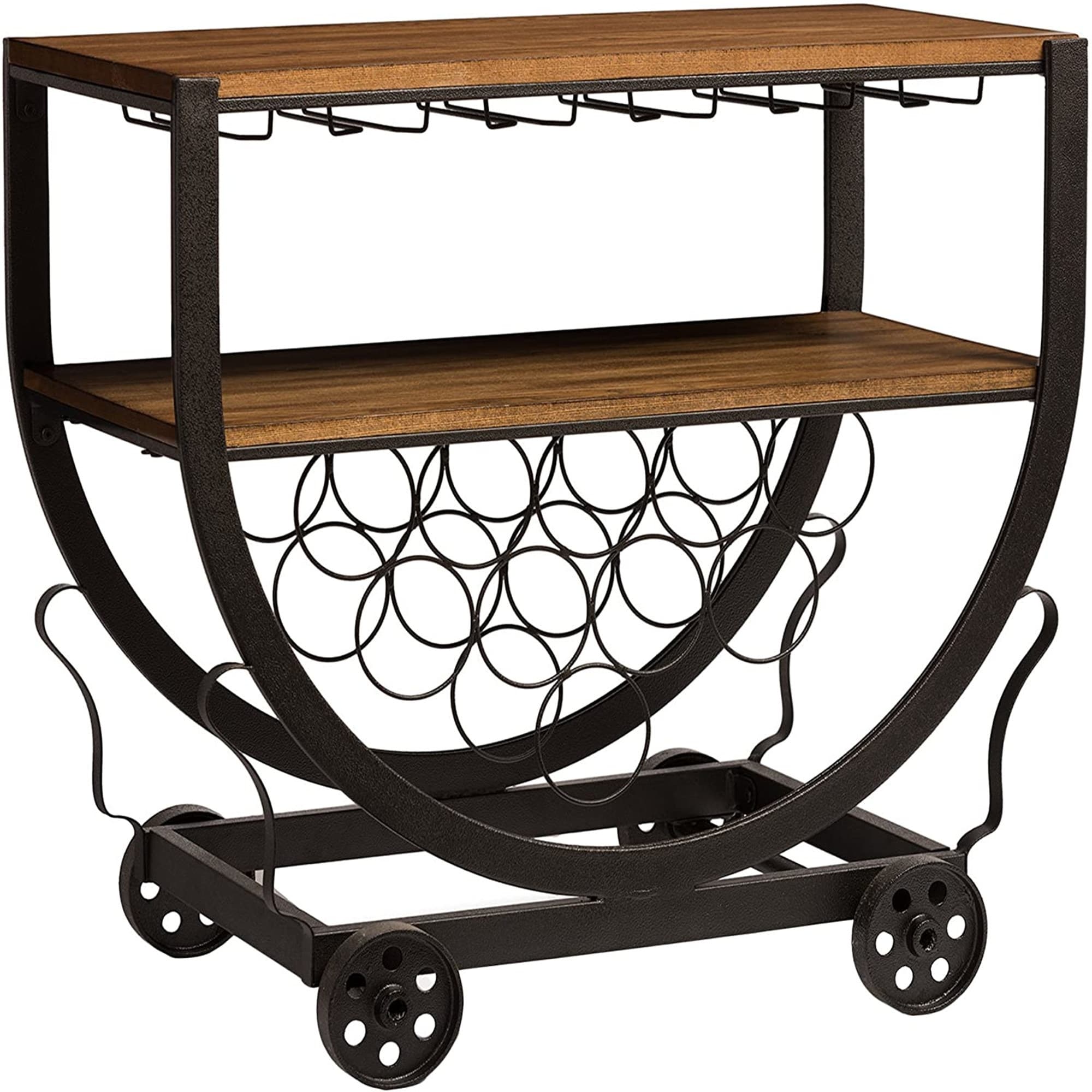 Linon Wood and Metal Wine Rack with Wheels